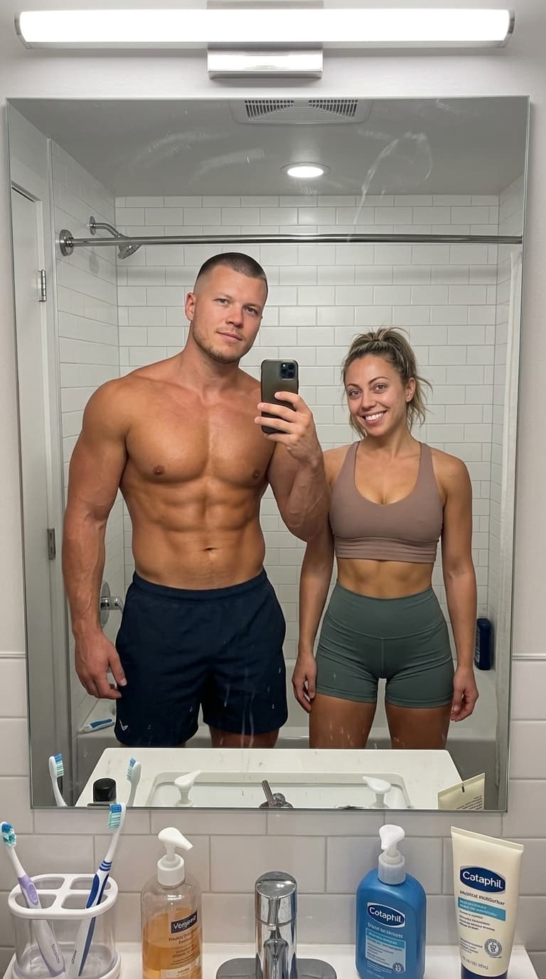 Jake and Sarah after their 12-week transformation